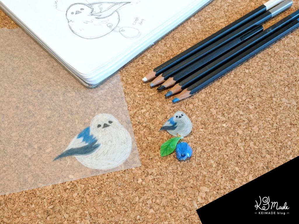 Explanation of Shrink art - plastic sheet transformed into cute bird badge.