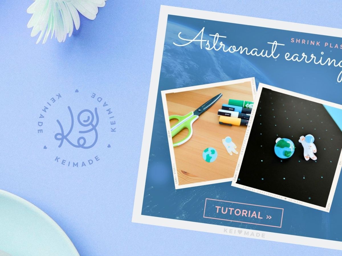 How to make Space Stud Earrings with shrink art plastic – Step by step tutorial