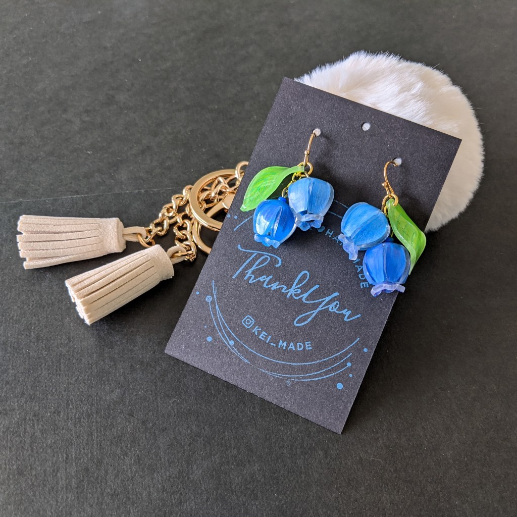 Blueberry earrings made with shrink art by KeiMade
