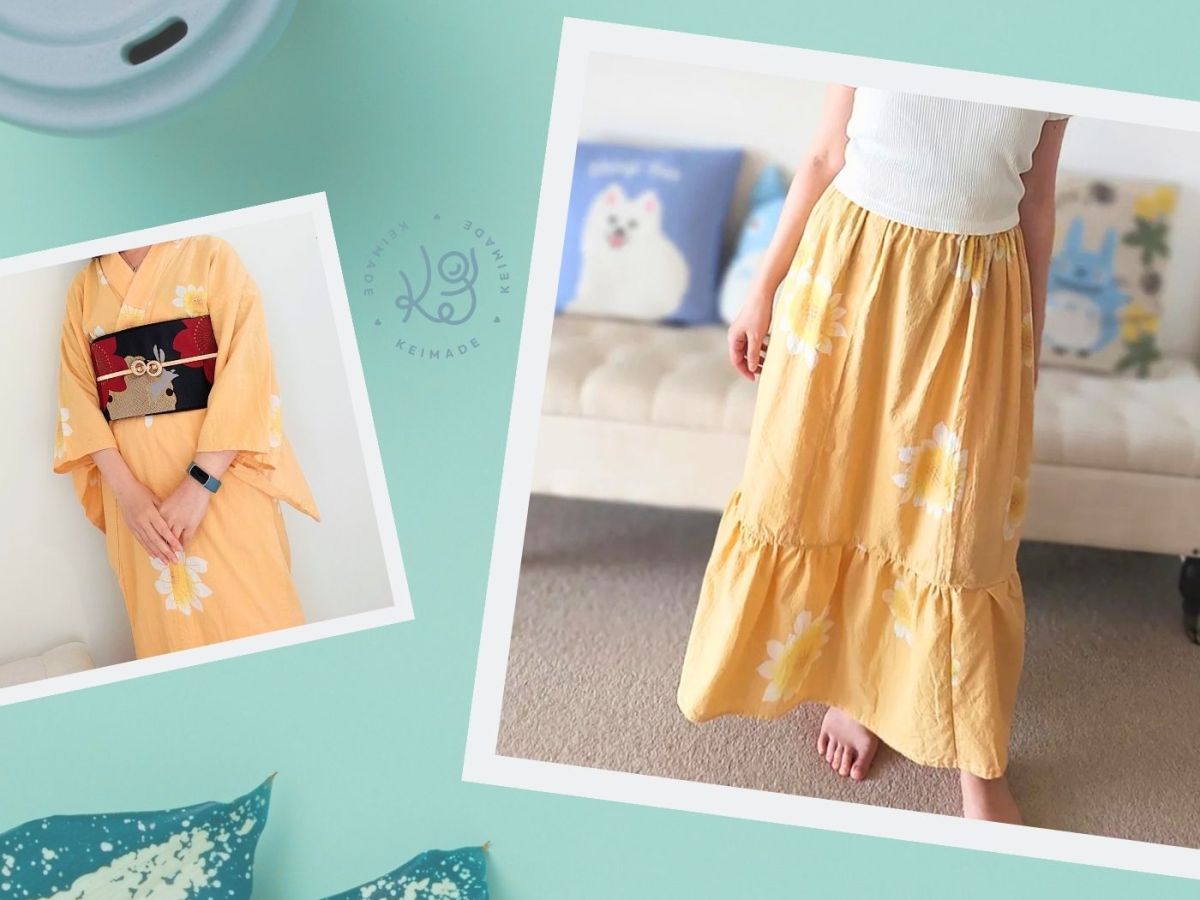 Upcycling a Kimono to make a Ruffled Hem Skirt