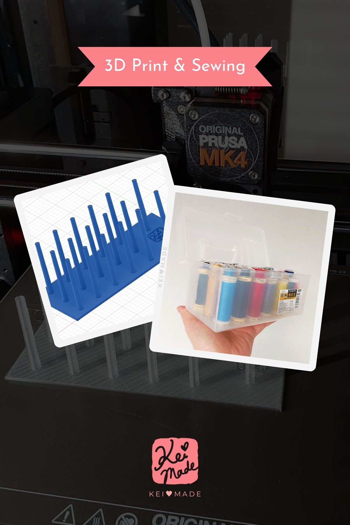 3D modelling and printing a sewing thread organiser