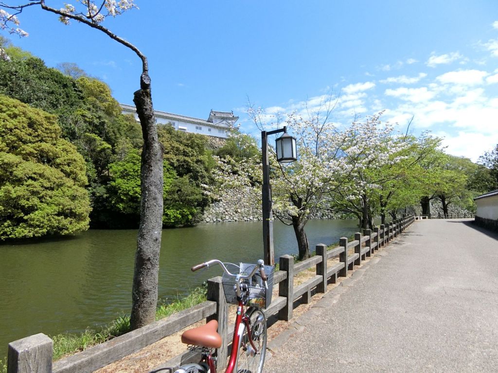Cycling around Himeji Castle