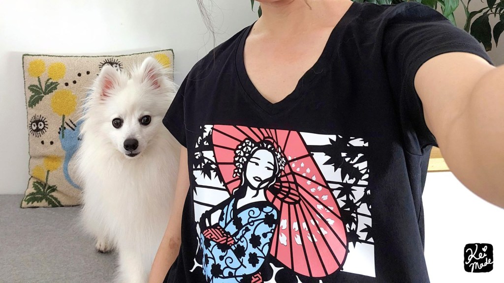 Maiko / Geisha t-shirt made with Cricut Maker 3 and Siser EasyWeed (on Uniqlo supima tshirt)