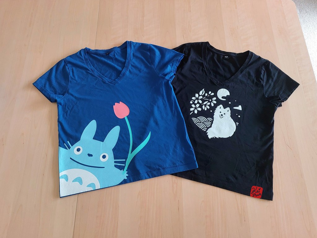 Cute Japanese Spitz & Totoro T-shirts made with Cricut Maker 3 and Siser EasyWeed HTV by KeiMade