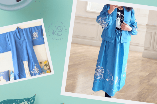 How KeiMade upcycled a kimono into a 2 piece suit