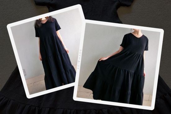 KeiMade Tiered Black Maxi Dress - DIY Sewing Project
