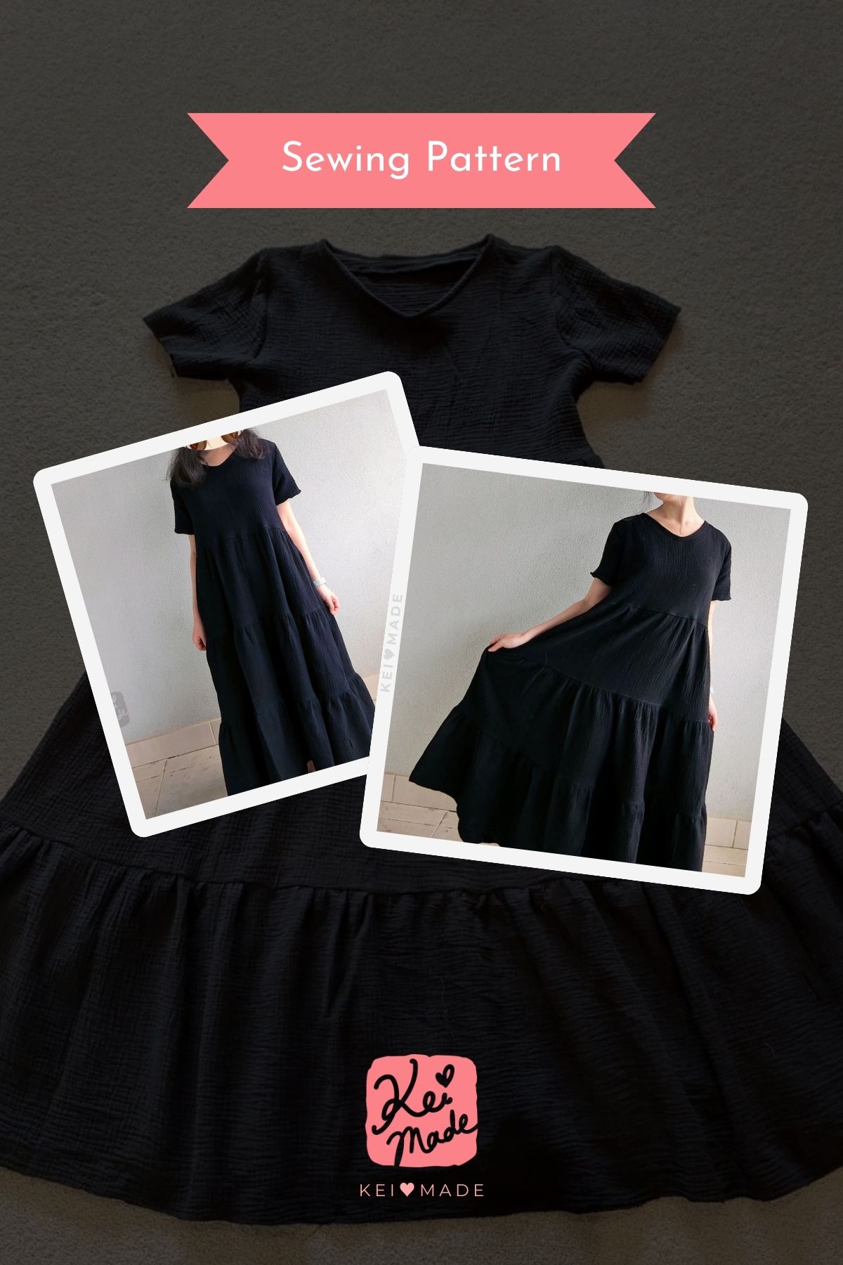KeiMade Tiered Black Maxi Dress - DIY Sewing Project