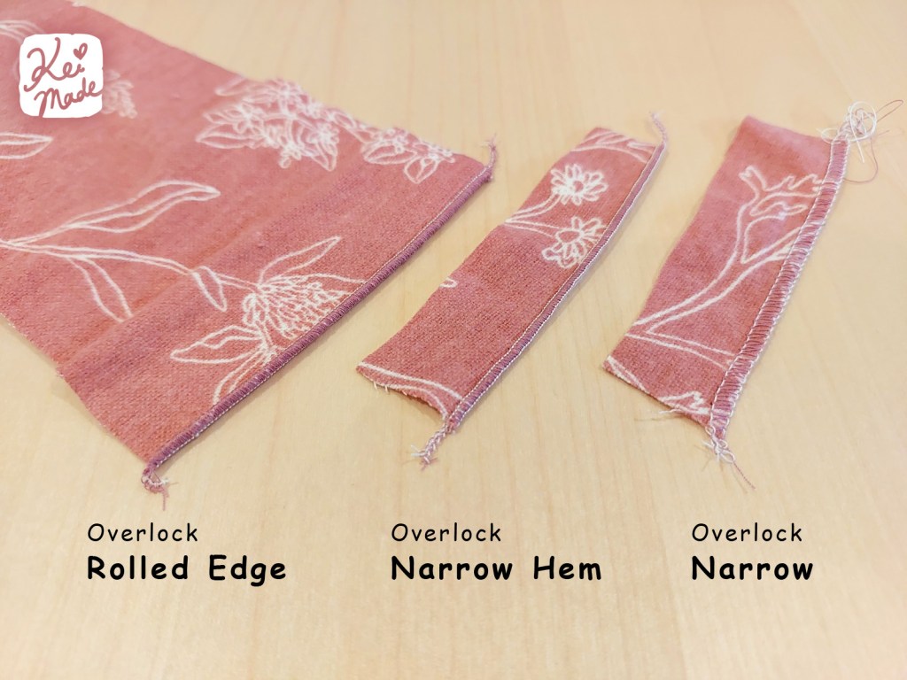 Overlock Rolled Edgs vs Narrow Hem vs 3-Thread Narrow.