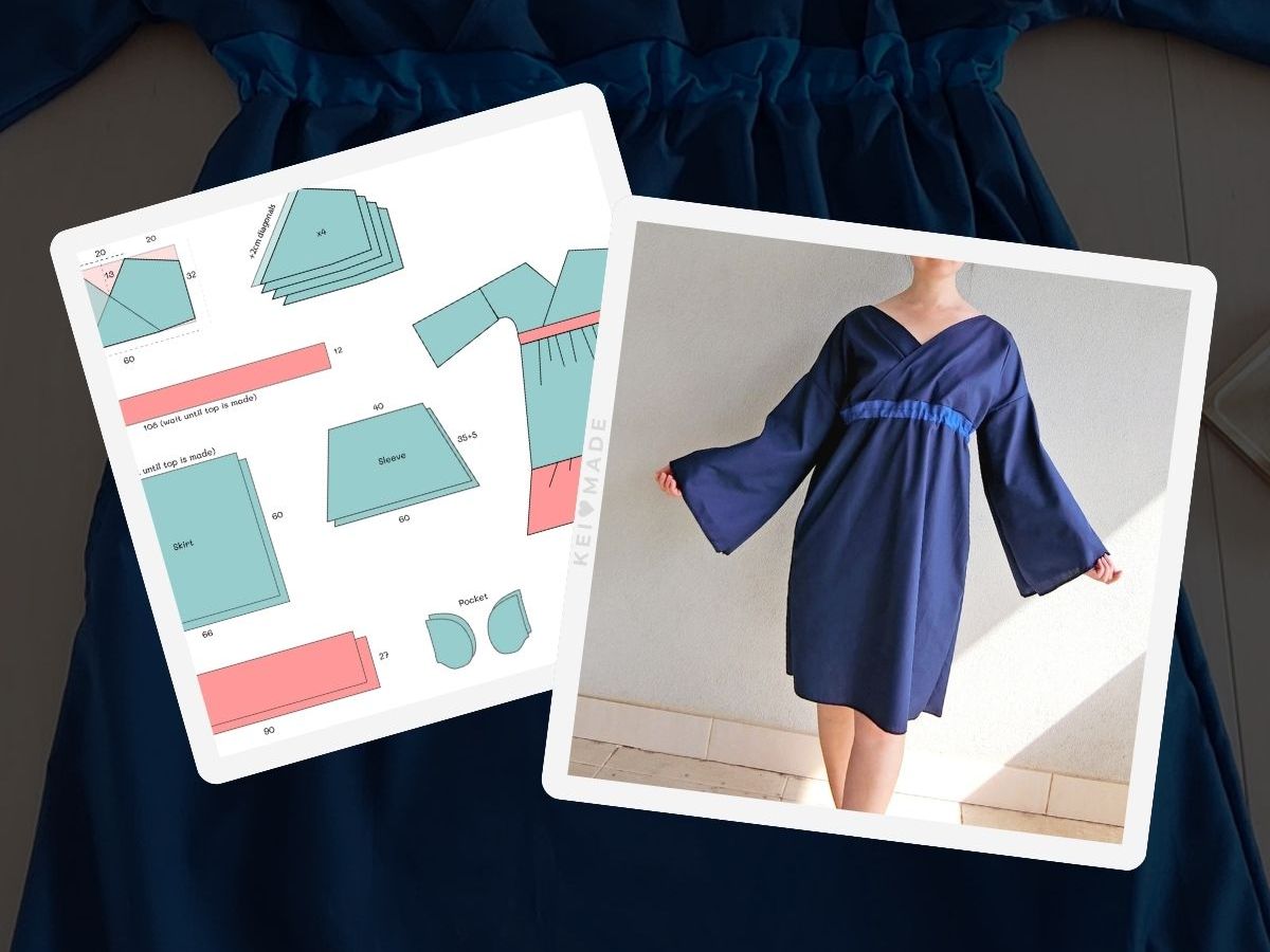 How to sew a Kimono Style Dress (free pattern)