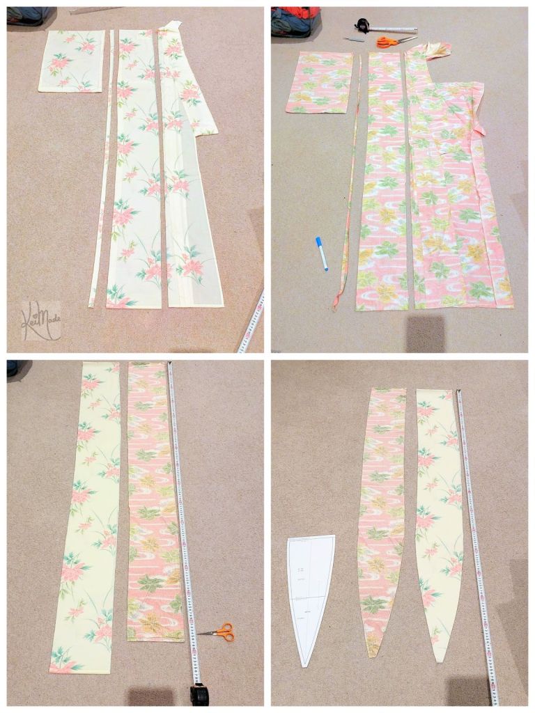 Making a reversible sash belt (casual obi) by upcycling vintage kimonos.