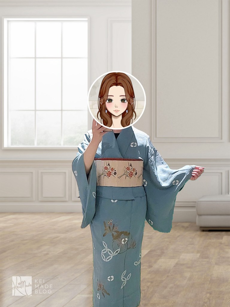 Altered kimono to have inset sleeves