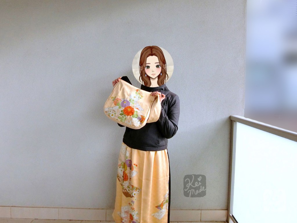 Bag & Skirt upcycled from coffee stained silk Kimono