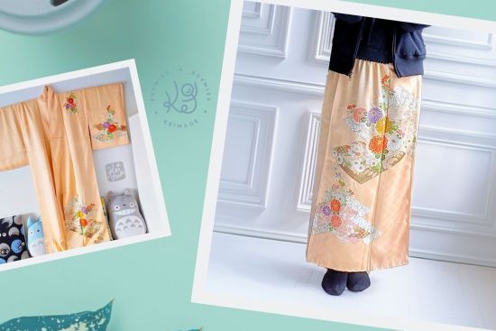 Kimono upcycle project: Pleated Pencil Skirt