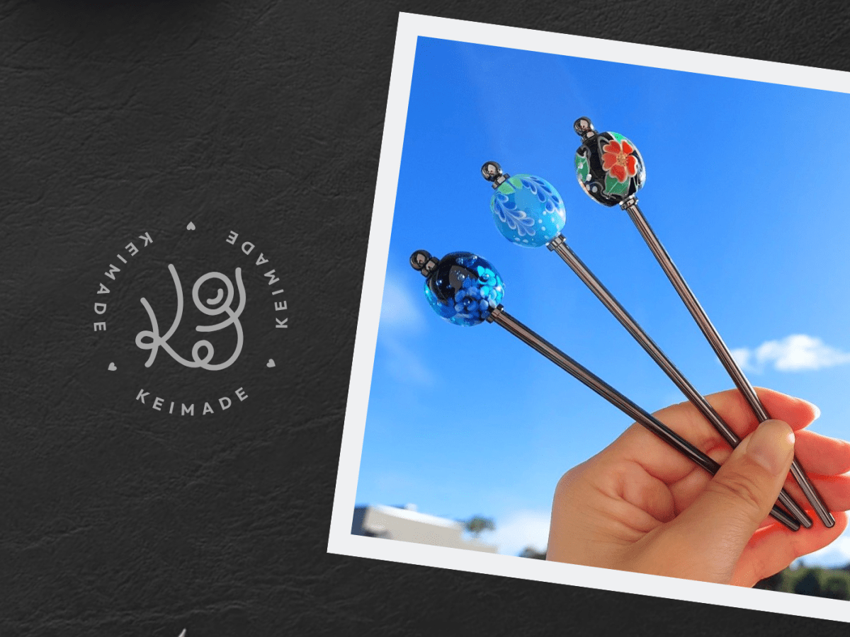 DIY Kanzashi Hair Sticks with Tombo-dama Lampwork Beads