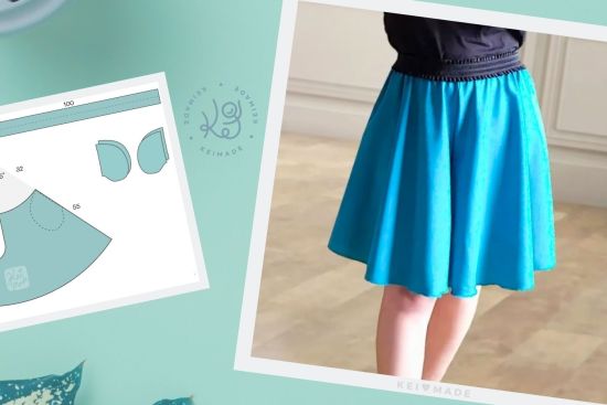 Free sewing pattern and how to sew circular culotte shorts (aka split skirt)