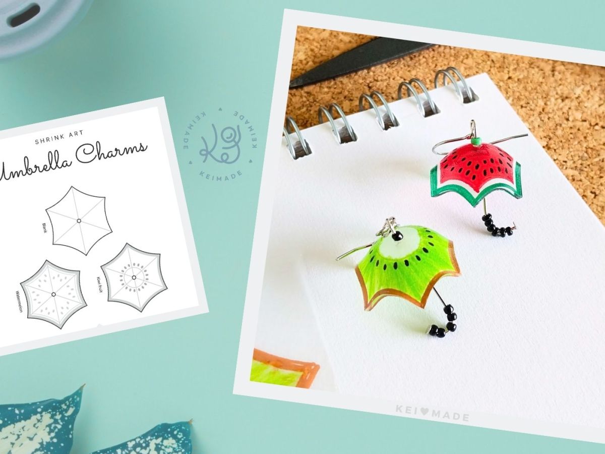 How to make Umbrella Earrings with shrink art plastic