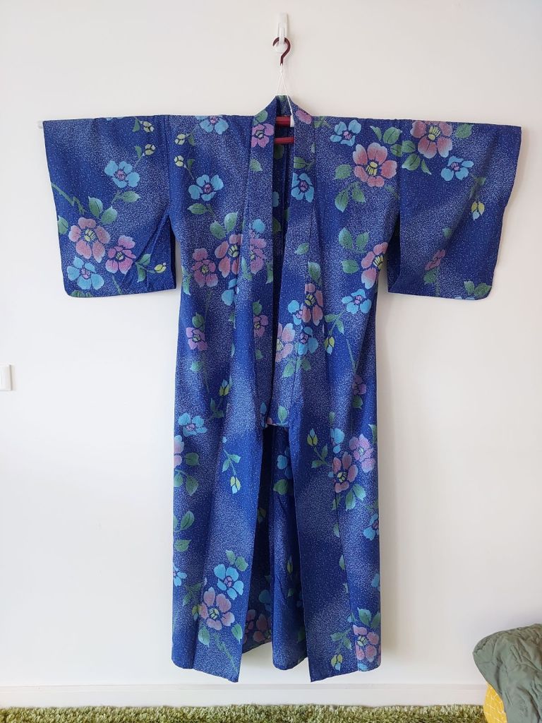 Original cotton yukata (summer kimono) to be upcycled into a tiered skrit.